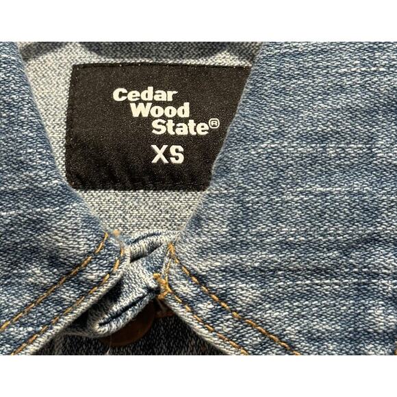 Cedar Wood State Size XS Sleeveless Denim Vest Trucker Festival Hipster Layer - Picture 4 of 6